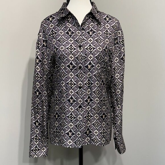 Authentic Louis Vuitton Since 1854 Silk Button Up Blouse in Size 42 with COA - Picture 1 of 11